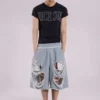 Grijze Monster-short met distressed-effect