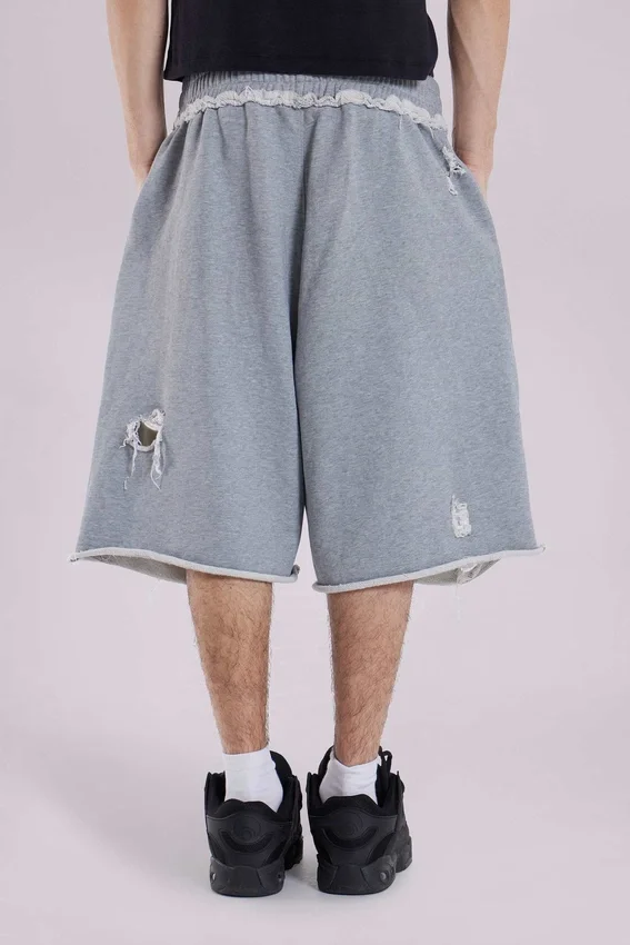 Grijze Monster-short met distressed-effect