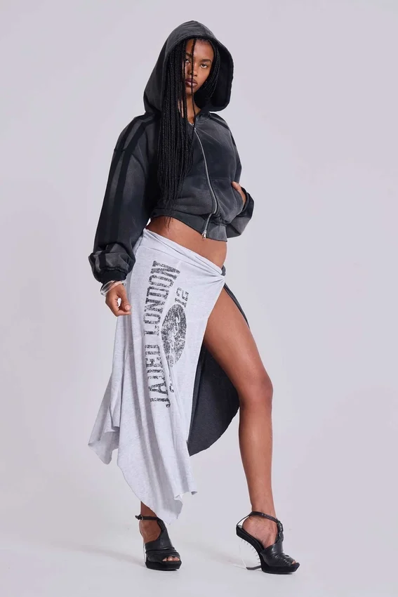 Grijze sportieve, baggy Monster Hoodie