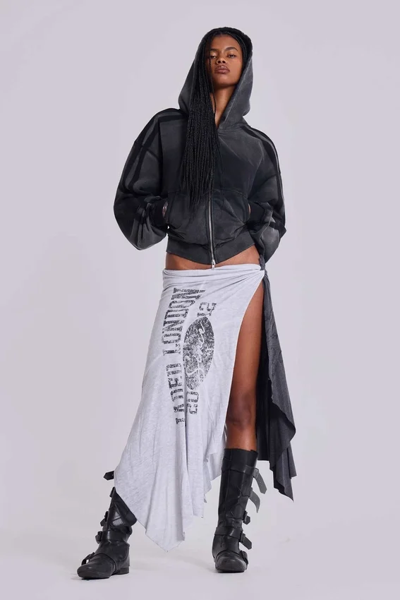 Grijze sportieve, baggy Monster Hoodie