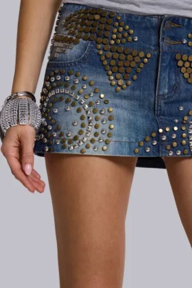 Hena-denimminirok met studs