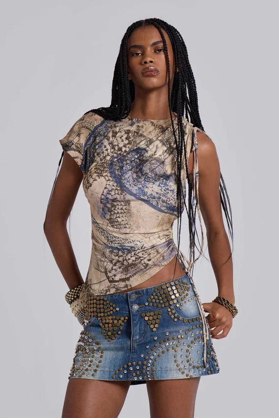 Hena-denimminirok met studs