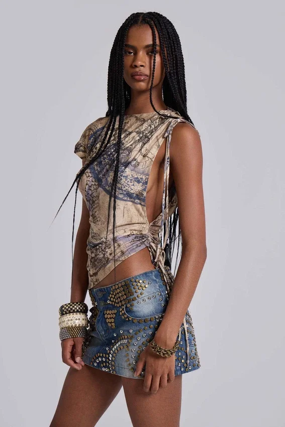 Hena-denimminirok met studs