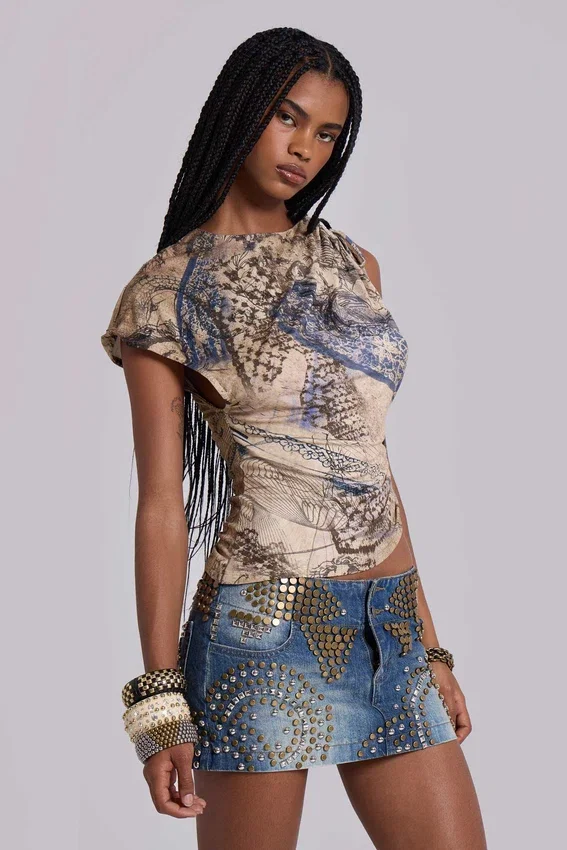 Hena-denimminirok met studs