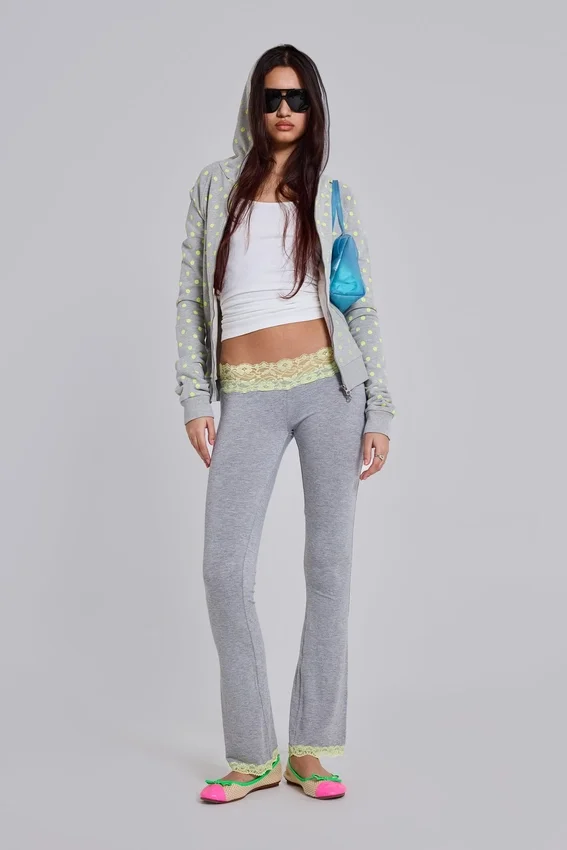 Cassia kanten jersey bootcut-broek