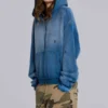 Hoodie met studs in sunfade-wafelstof