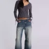 Hunter losse Jeans met rechte pijpen en spiegeltjes