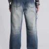Hunter losse Jeans met rechte pijpen en spiegeltjes