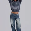 Hunter losse Jeans met rechte pijpen in blauwe wassing