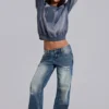 Hunter losse Jeans met rechte pijpen in blauwe wassing