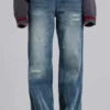 Hunter losse Jeans met rechte pijpen in blauwe wassing