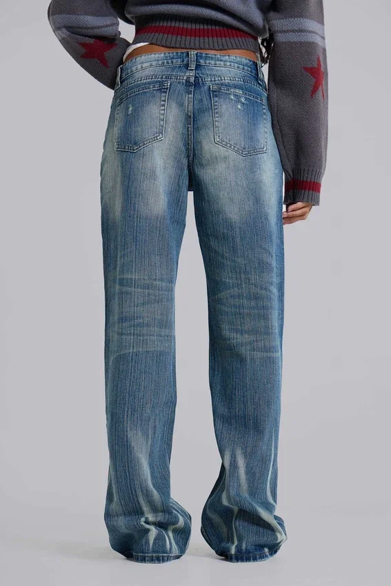 Hunter losse Jeans met rechte pijpen in blauwe wassing