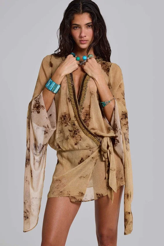 Iberis chiffon wikkelminijurk