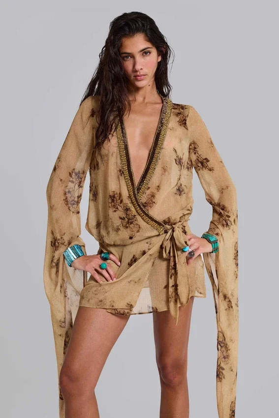 Iberis chiffon wikkelminijurk