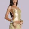 Idol metallic bandage-corsettop in goud
