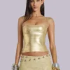 Idol metallic bandage-corsettop in goud