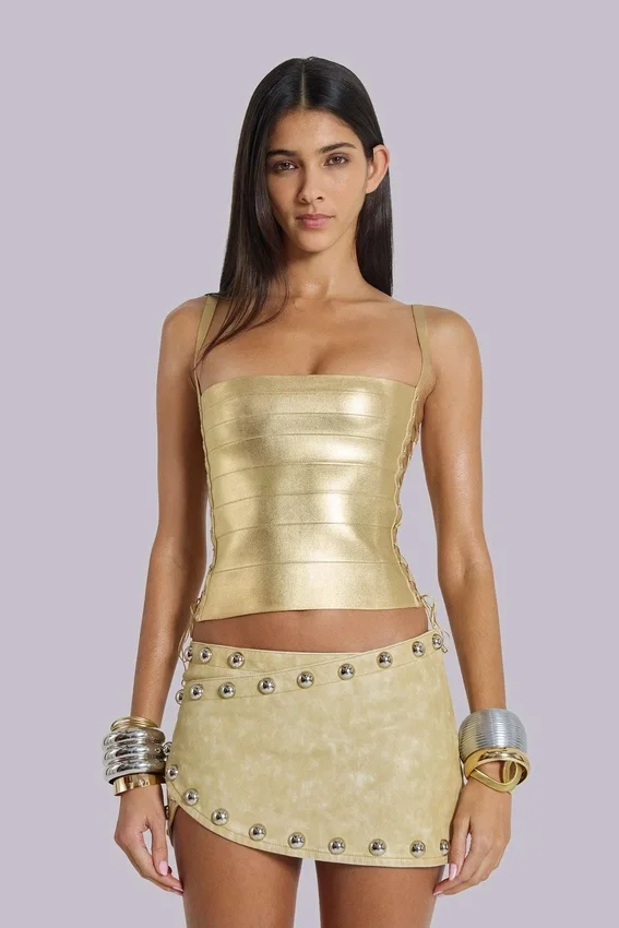 Idol metallic bandage-corsettop in goud