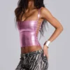 Idol metallic bandage-corsettop in roze