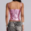 Idol metallic bandage-corsettop in roze