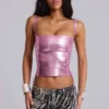 Idol metallic bandage-corsettop in roze