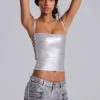 Ardor gecoate mini-denimshorts in zilver