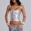 Idol metallic bandage-corsettop in zilver