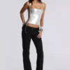 Idol metallic bandage-corsettop in zilver