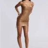 Idol metallic bandage-minijurk in brons