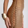 Idol metallic bandage-minijurk in brons