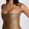 Idol metallic bandage-minijurk in brons