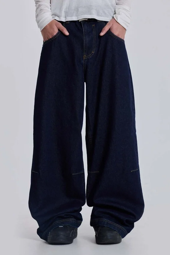 Indigo Colossus baggy jeans met lage taille