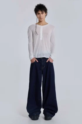Indigo Colossus baggy jeans met lage taille