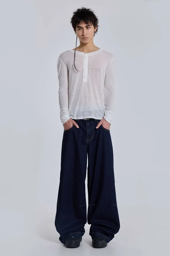 Indigo Colossus baggy jeans met lage taille