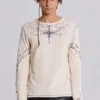 Ines Waffle witte top met lange mouwen
