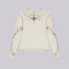 Ines Waffle witte top met lange mouwen