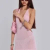 Infinity halter-minijurk in roze