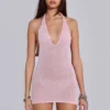 Infinity halter-minijurk in roze