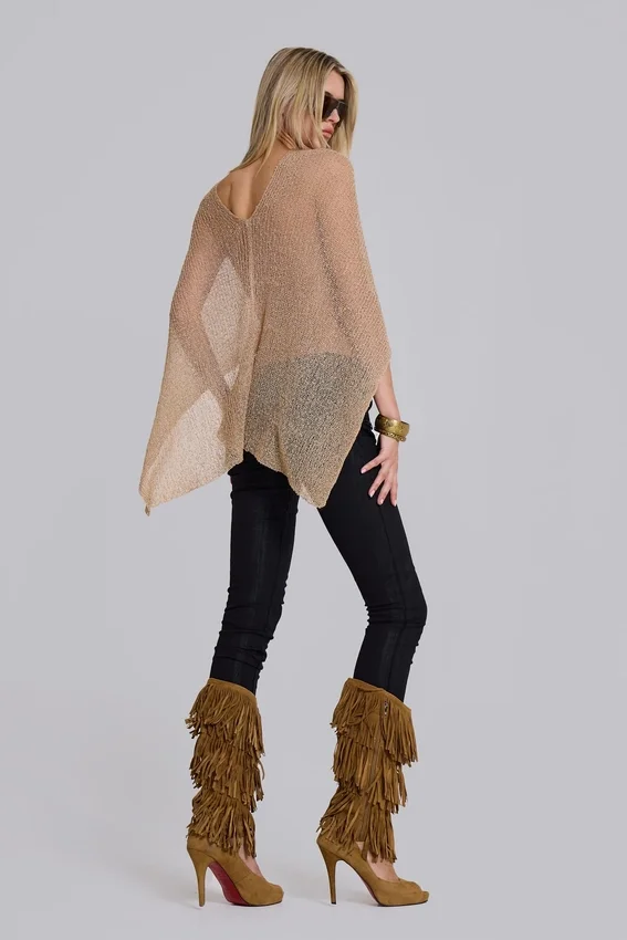 Infinity multiway gebreide cape in zandkleur