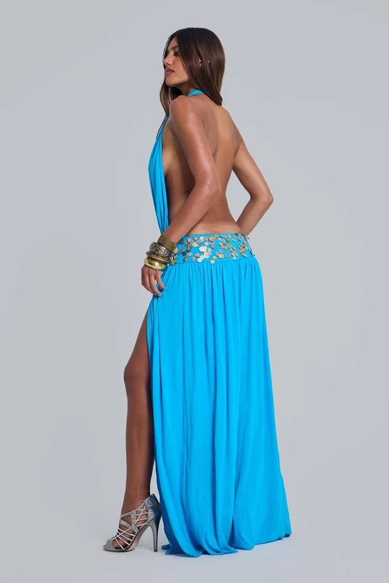 Irvin met de hand versierde rugloze maxi-jurk
