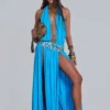 Irvin met de hand versierde rugloze maxi-jurk