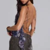Kapli chiffon top met open rug en kralenbandjes