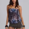 Kapli chiffon top met open rug en kralenbandjes