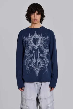 Kasper Digi Waffle marineblauw T-shirt