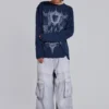 Kasper Digi Waffle marineblauw T-shirt