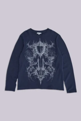 Kasper Digi Waffle marineblauw T-shirt