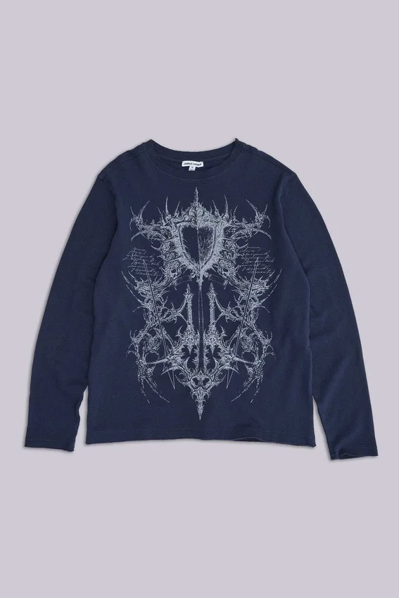 Kasper Digi Waffle marineblauw T-shirt