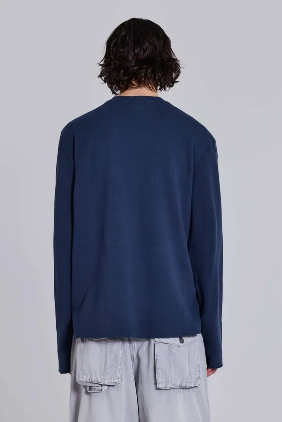 Kasper Digi Waffle marineblauw T-shirt
