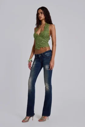 Kelsey skinny bootcut-Jeans met lage taille in donkere wassing