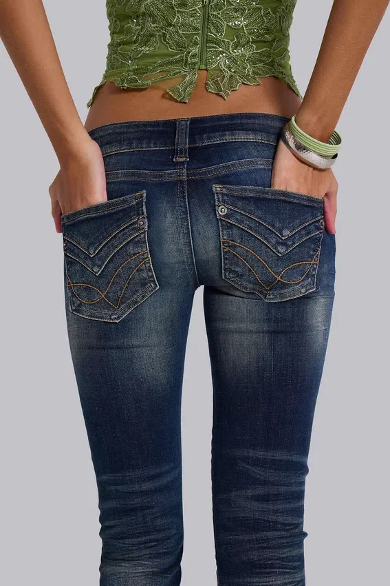 Kelsey skinny bootcut-Jeans met lage taille in donkere wassing