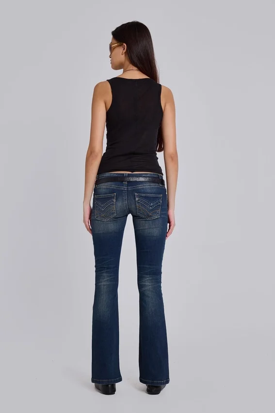 Kelsey skinny bootcut-Jeans met lage taille in donkere wassing